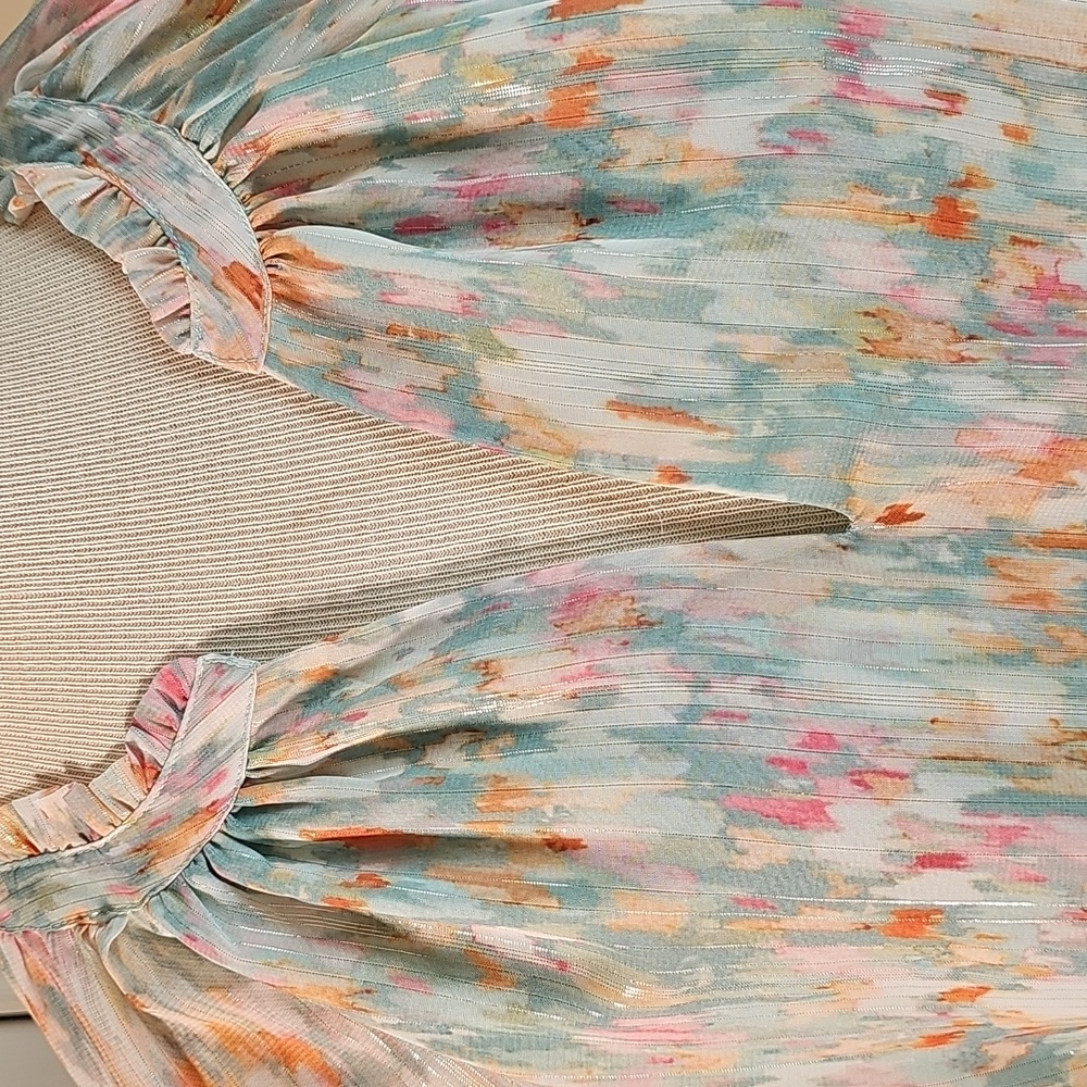Philosophy Pastel Patterned Blouse. NWT. Long Sleeves. Size XL. - Picture 2 of 12